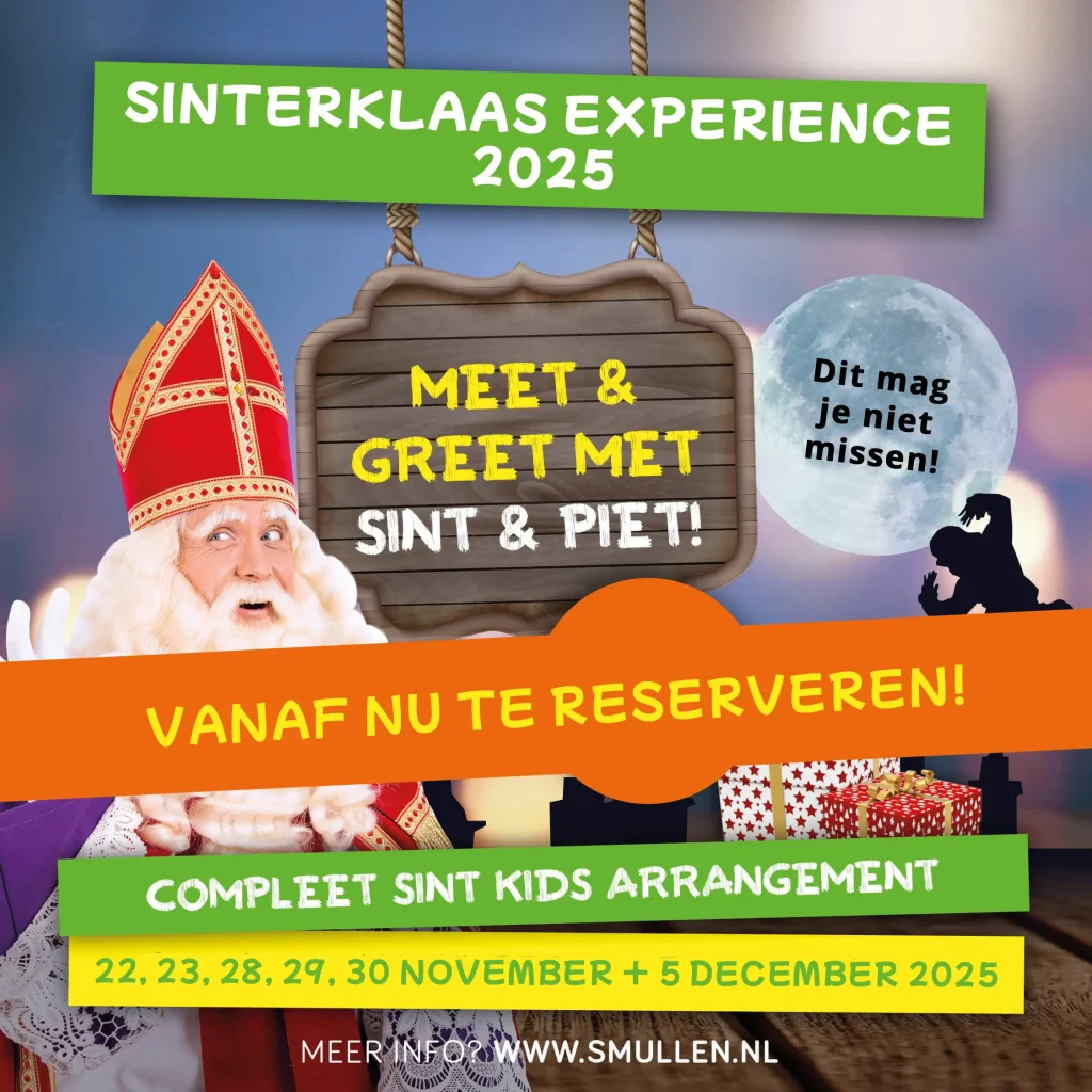 Sint en Piet bij pannenkoekenrestaurant Smullen & Spelen