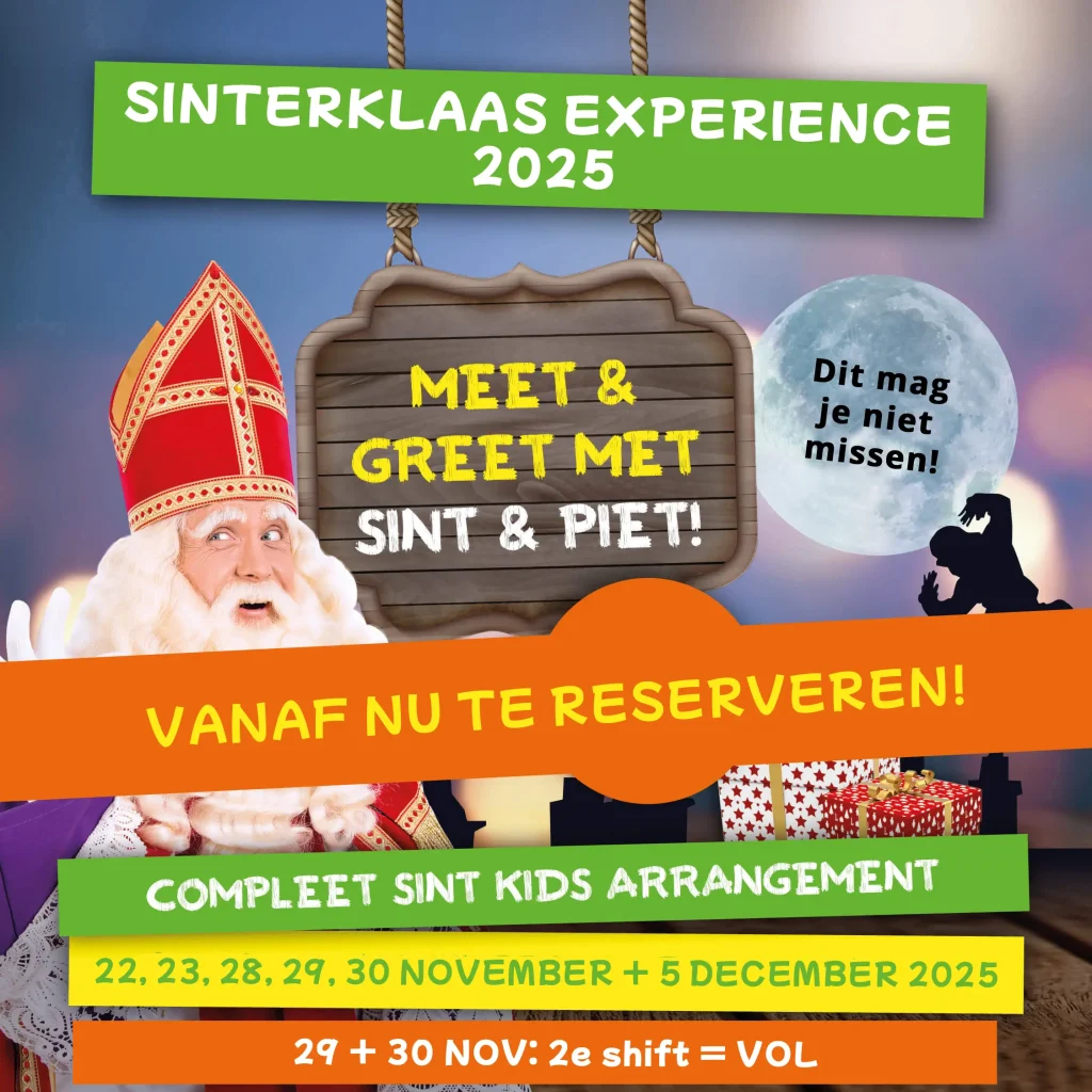 Sint en Piet bij pannenkoekenrestaurant Smullen & Spelen