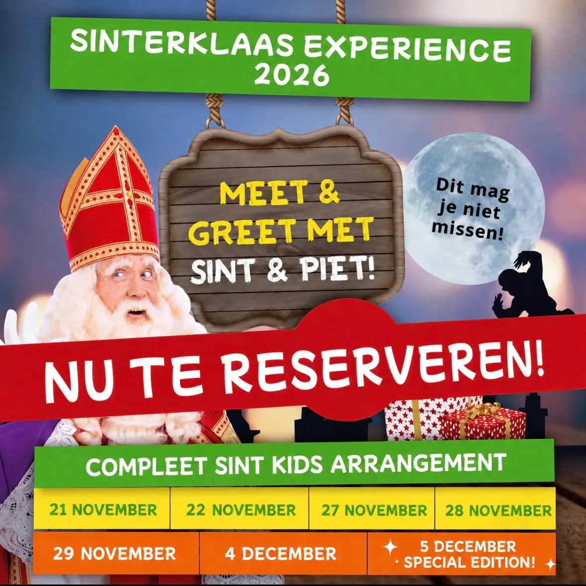 Sinterklaas bij pannenkoekenrestaurant Smullen & Spelen